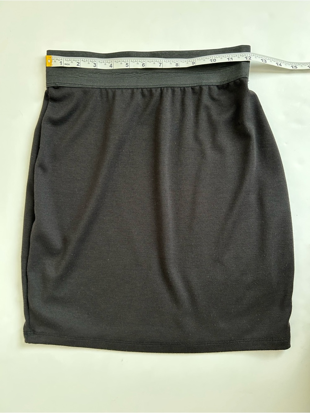 Black Stretch Knit Knee Length Pencil Skirt with Elastic Stretch Waistband Sz XS - Picture 5 of 5